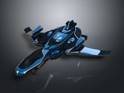 Futuristic Blue And Black Spaceship With Aerodynamic Design For Cosmic Exploration 3d model