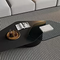 Modern Simple Coffee Table Glass Countertop Ornaments 3d model