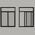 Two Modern Black Sliding Windows With Glass Panels And Metal Frames 3d model