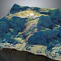 Garden Landscape 3D Terrain Model Featuring Green Hills Valleys And Winding Rivers