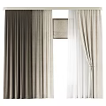 Modern Beige And Gray Curtains With Sheer Layers And Pleated Design For Home