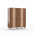 Modern Wooden Wardrobe Interior Design With Tapered Legs And Light Stripes