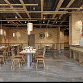Traditional Chinese Restaurant Interior With Wooden Ceiling Hanging Lanterns Decorative Tables And Chairs