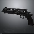 Black Revolver With Metal Barrel And Textured Grip Design Features