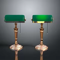 Vintage Table Lamps With Green Shades And Golden Bases Classic Design