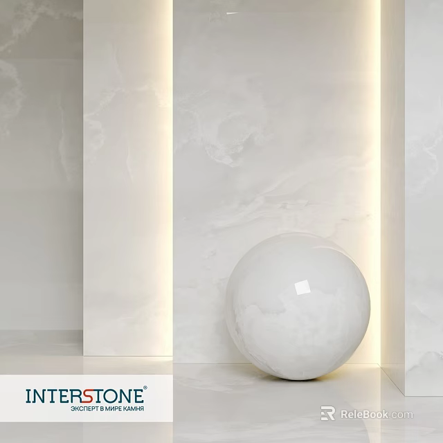 White Spherical Decorative Component In Modern Interior With Marble Wall And Soft Lighting 3d model 
