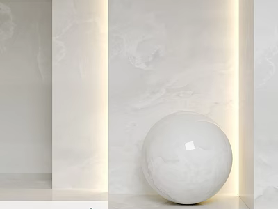 White Spherical Decorative Component In Modern Interior With Marble Wall And Soft Lighting 3d model