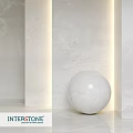 White Spherical Decorative Component In Modern Interior With Marble Wall And Soft Lighting