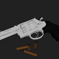 Shiny Silver Revolver With Black Textured Grip And Brass Bullets On Dark Surface