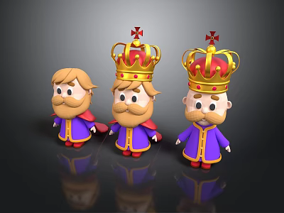 Cartoon King Royal Beard Crown Robe Fantasy Characters Cartoon Characters Anime Characters Characters 3d model