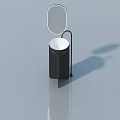 Modern Black Swing Door Cabinet With Round Mirror And Cylindrical Design