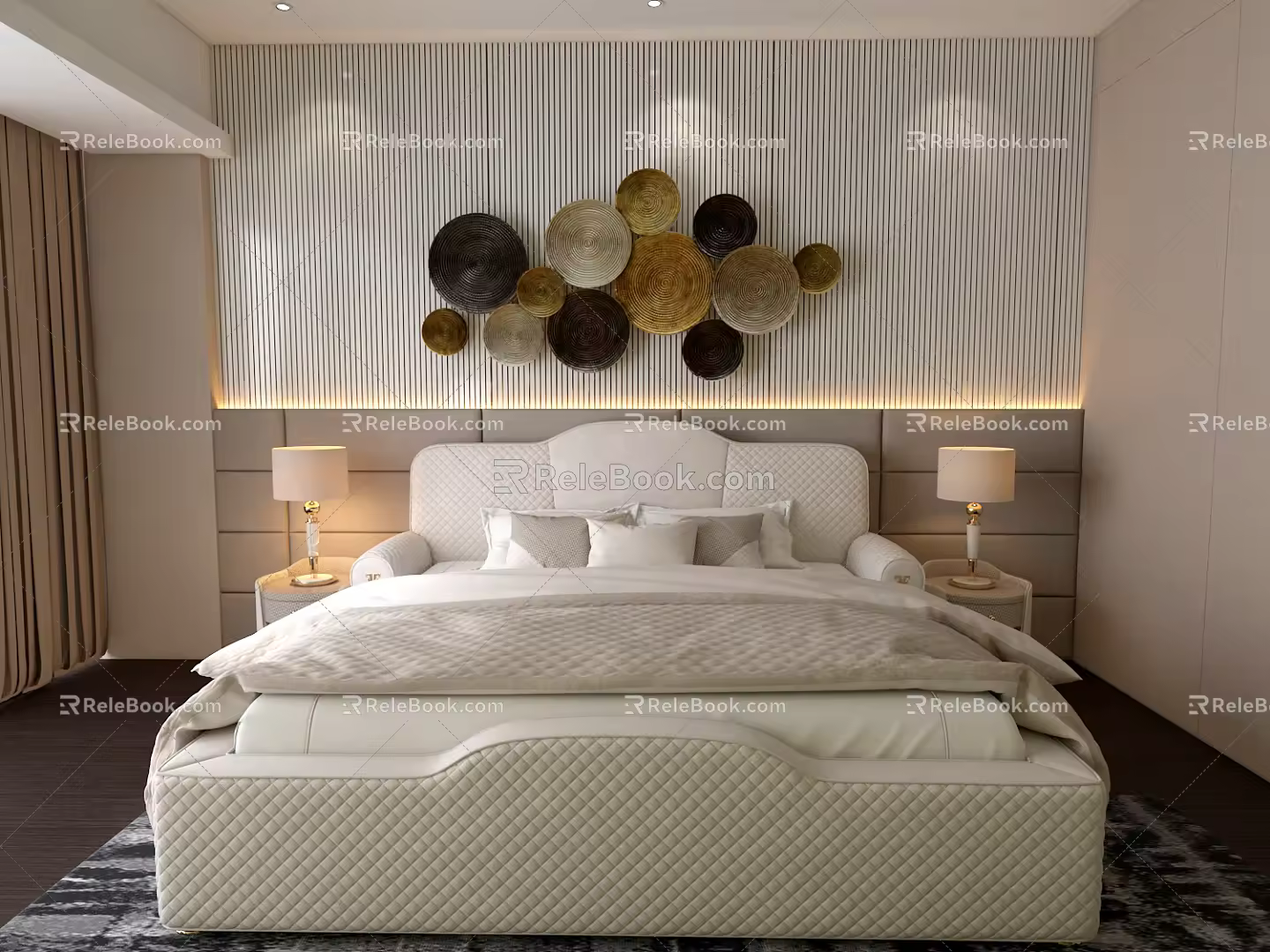 Modern Background Double Bed Double Bed 3d model