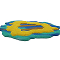Plush Irregular Shaped Rug Featuring Yellow Blue Green Colorful Pattern Design