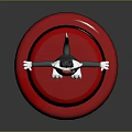 Cartoon Cat Character With Black White Fur Red Nose Standing On Red Round Platform