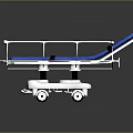 Two Blue Wheeled Nursing Beds With Metal Frame And Black Straps For Home Care