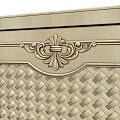 White Wall Decorative Panel with Carved Floral Details and Lattice Pattern 3d model