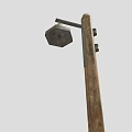 Agricultural Equipment Wooden Pole With Metal Lamp For Outdoor Farm Use