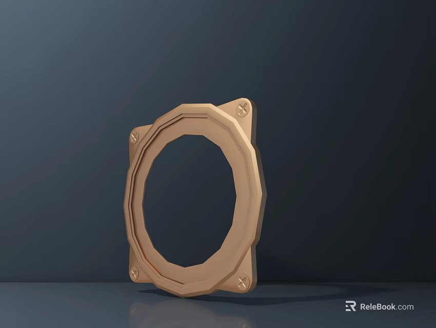 Golden Geometric Sculpture Carving With Intricate Frame Metal Material And Decorative Details 3d model 