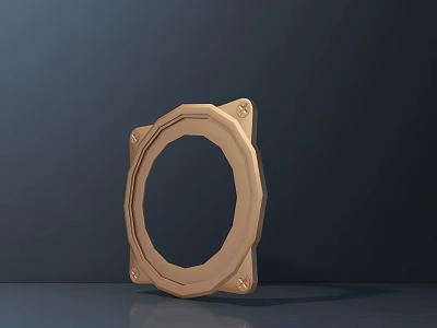 Golden Geometric Sculpture Carving With Intricate Frame Metal Material And Decorative Details 3d model