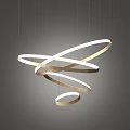 Modern Contemporary Curved Metal Chandeliers With Gold And White Sleek Design