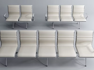 Modern Public Chairs With White Upholstery And Metal Frame For Waiting Areas 3d model
