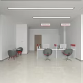 Bank Lobby Interior With Three Cash Counters Chairs And Waiting Sofas 3d model