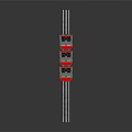 Red Amusement Park Ride with Multiple Black Seats on Metal Track for Fun