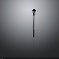 Classic Black Street Lamp With Tall Post Design Standing Against Neutral Gray Background