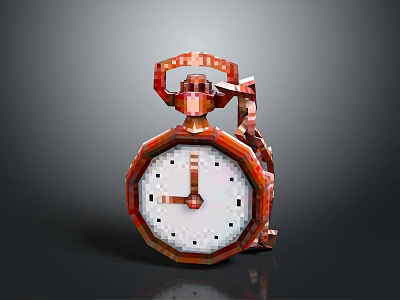 Vintage Decorative Pocket Watch With Metallic Case And White Dial 3d model