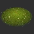 Circular Lush Green Grass With Small White Flowers on Dark Background 3d model