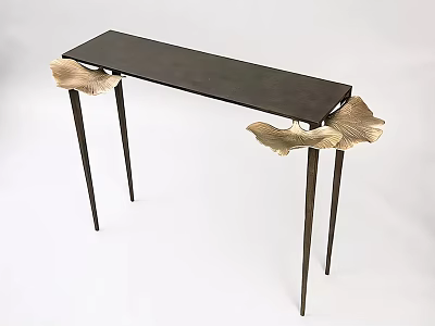 Modern Bar Counter With Dark Surface And Ginkgo Leaf Shaped Legs 3d model