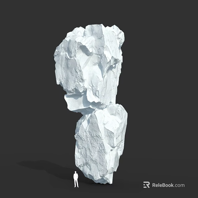 Abstract White Stacked Rock Sculpture with Rough Textured Surface against Dark Background 3d model 