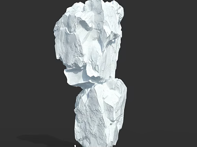 Abstract White Stacked Rock Sculpture with Rough Textured Surface against Dark Background 3d model