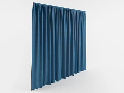 Navy Blue Pleated Curtains With Elegant Design For Modern Home Decor 3d model