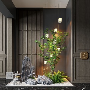 New Chinese Style Indoor Landscaping Indoor Landscape Plant Landscaping Landscape Plant Landscaping Wall Plant Landscape Plant Stone 3d model