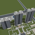 Modern High Rise Residential Buildings Exterior Design With Glass Curtain Walls Blue Sky And Grassland