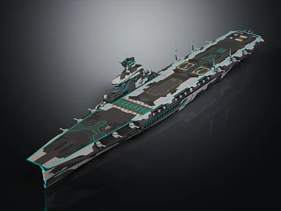 Futuristic Aircraft Carrier Design With Flight Deck And Modern Naval Architecture Structure 3d model