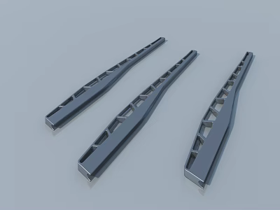 Modern Swing Door Hardware with Three Hollowed-out Metal Strips Structural Design 3d model
