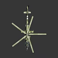 Detailed Green And Blue Helicopter Model With Rotors On Gray Background