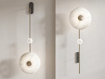 Modern Wall Sconces With White Marble Shade And Black Metal Holder Design 3d model