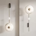Modern Wall Sconces With White Marble Shade And Black Metal Holder Design