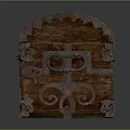 Vintage Wooden Chest With Intricate Carvings And Decorative Metal Hardware