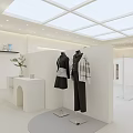 Modern Elevator Hallway Interior With White Walls Skylight And Decorative Plants 3d model