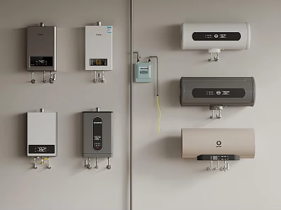 Various Wall Mounted Water Heater Models For Home Use With Control Devices 3d model