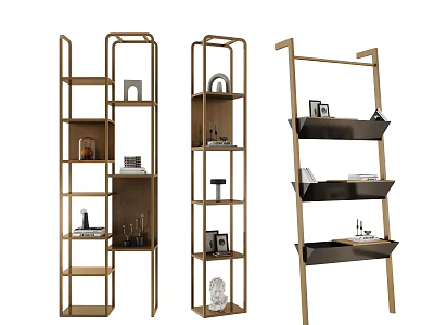 Modern Metal Multi Tiered Shelving Units For Displaying Decor Items And Photo Frames 3d model