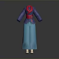 Man Wearing Traditional Blue Jacket Red Belt and Cyan Skirt Costume