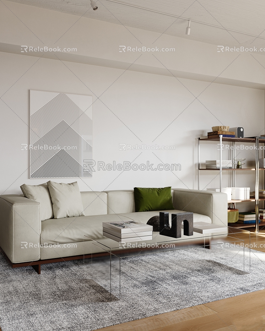 Modern Apartment Simple Apartment Living Room Kitchen 3d model