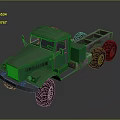 Green Vintage Six Wheel Heavy Duty Truck With Large Off Road Tires