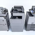 Modern Gray Multifunctional Office Appliances Three Printers And Copiers For Office Use 3d model