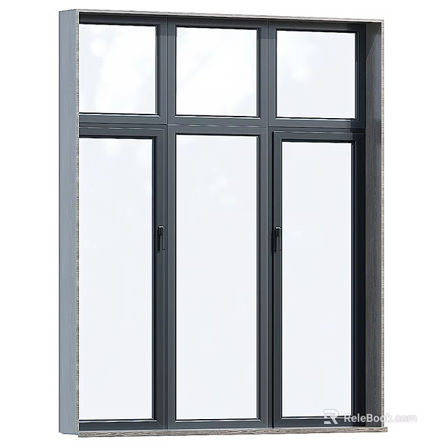Modern Casement Window Design With Black Frame And Clear Glass Panels 3d model 